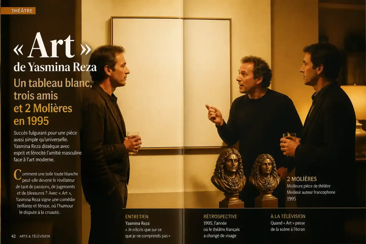 « Art » de Yasmina Reza : un tableau blanc, trois amis et 2 Molières en 1995