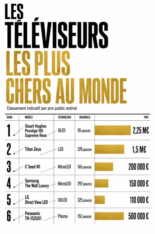 Télé la plus chere du monde : classement visuel des téléviseurs les plus chers