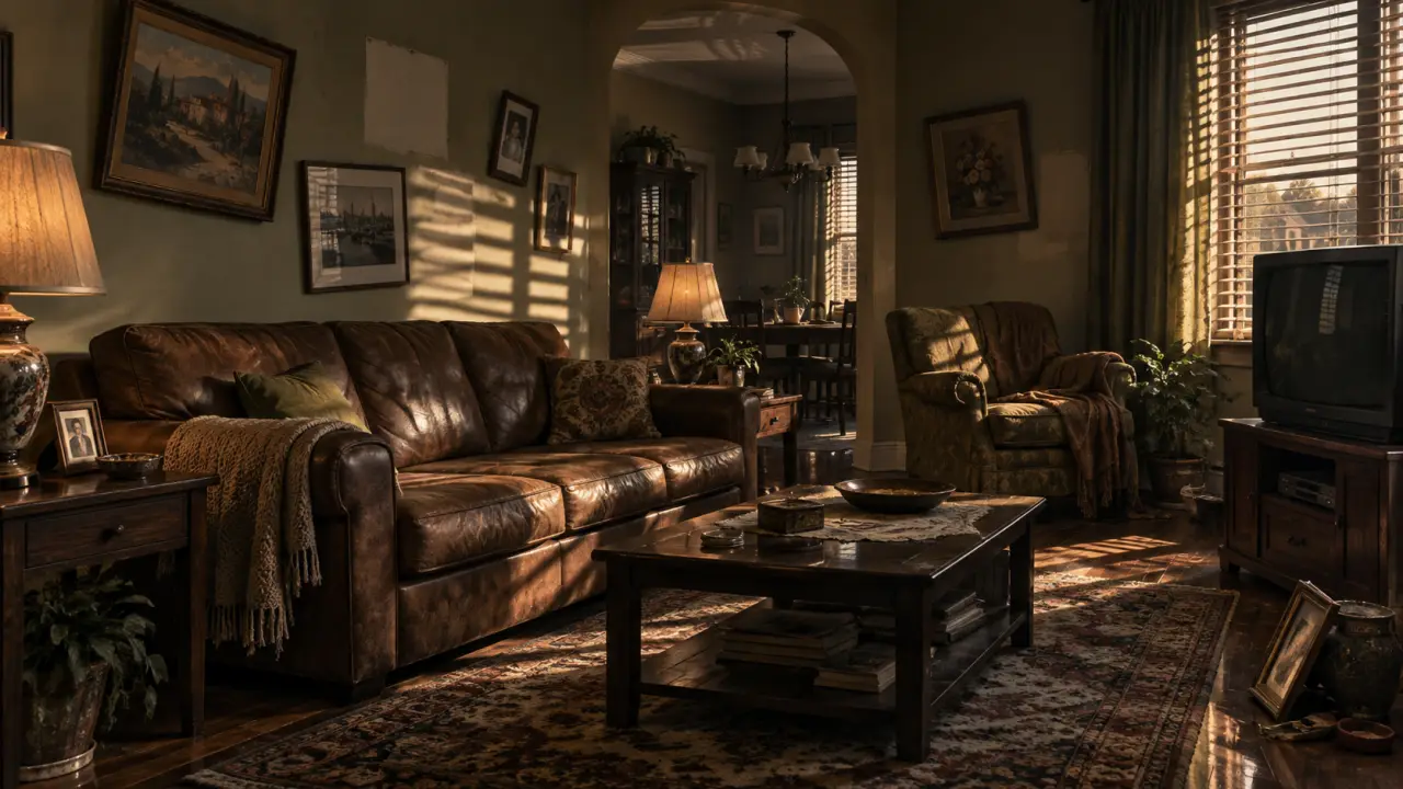 Le salon familial des Sopranos, analysé dans une composition avant-après