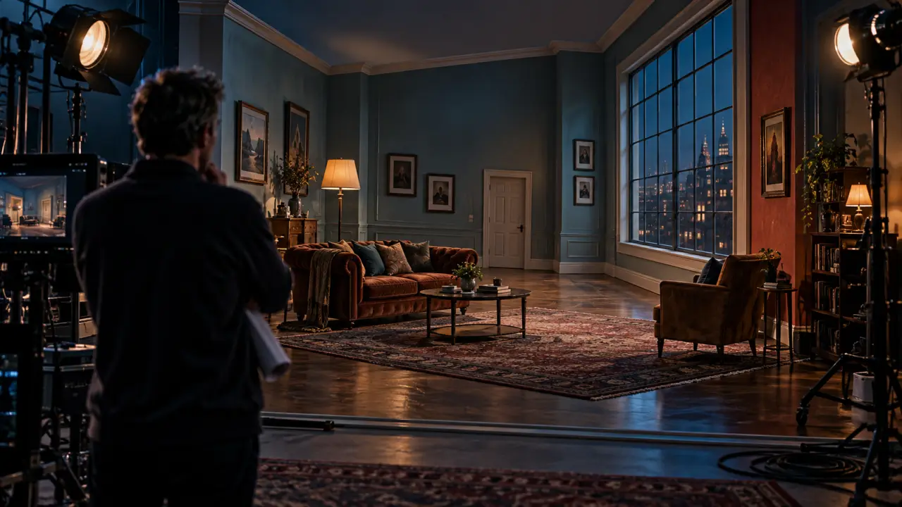 Décor de télévision théâtral vu selon une perspective dramatique