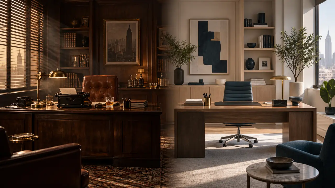 Le bureau de Don Draper dans Mad Men, entre mobilier moderniste et atmosphère dramatique
