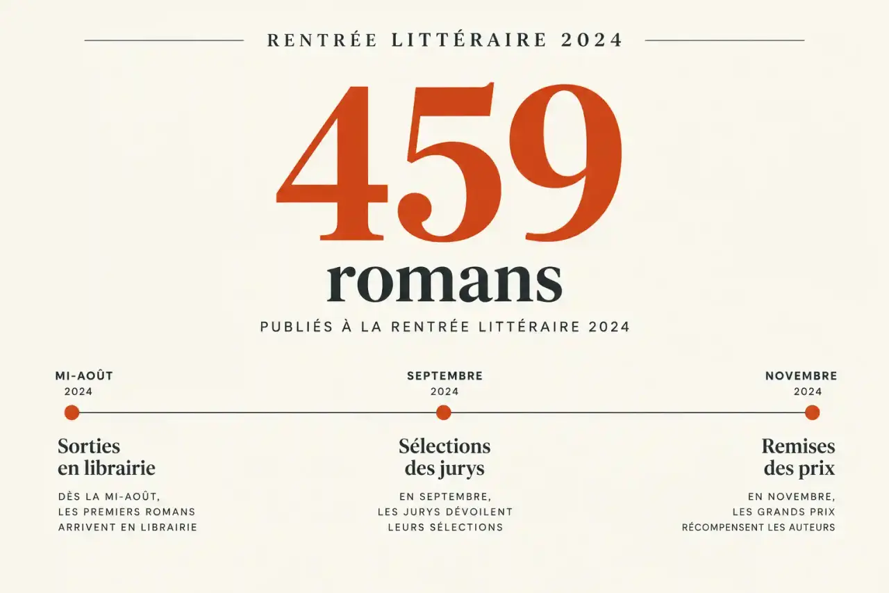 Frise chronologique de la rentrée littéraire 2024 : 459 romans, de la mi-août aux prix de novembre